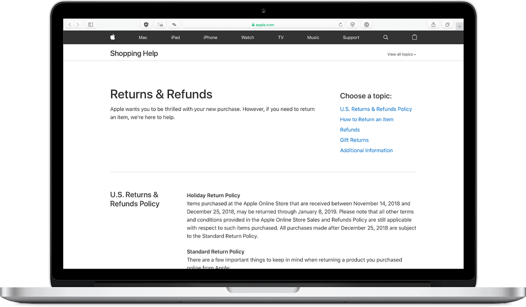Apple Holiday Returns and Refunds Now in Effect