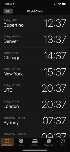 iOS World Clock