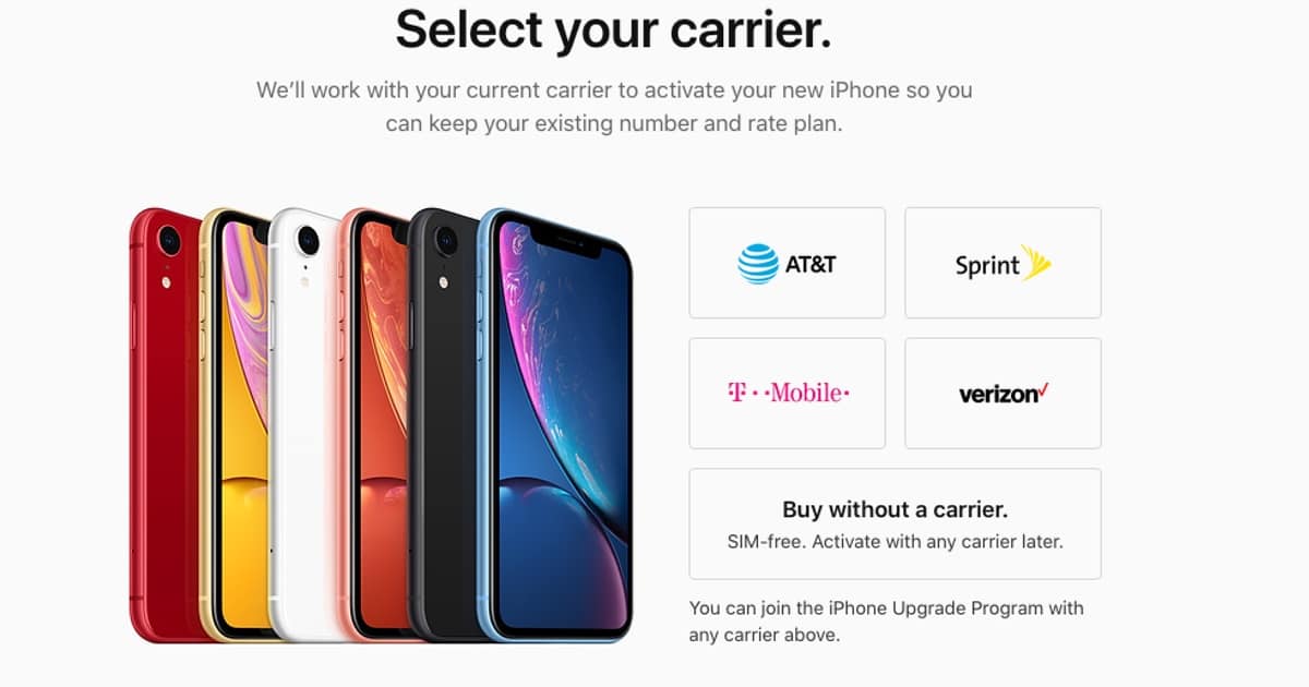 iPhone XR available with no carrier