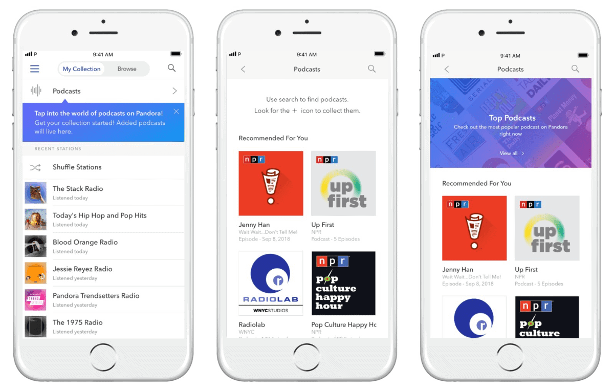 pandora podcasts on iOS