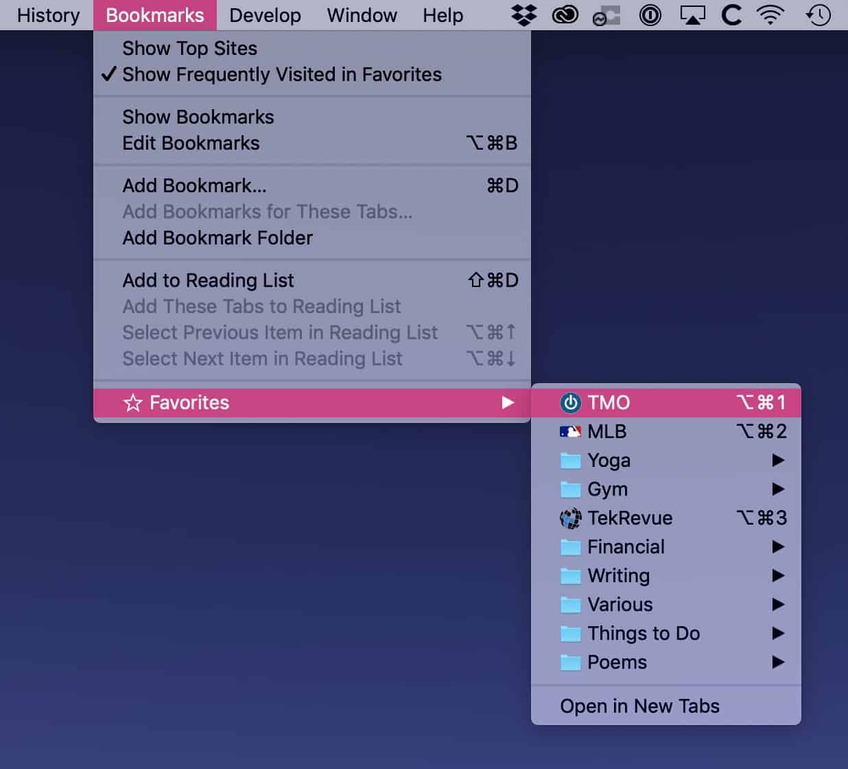 bookmarks safari mac