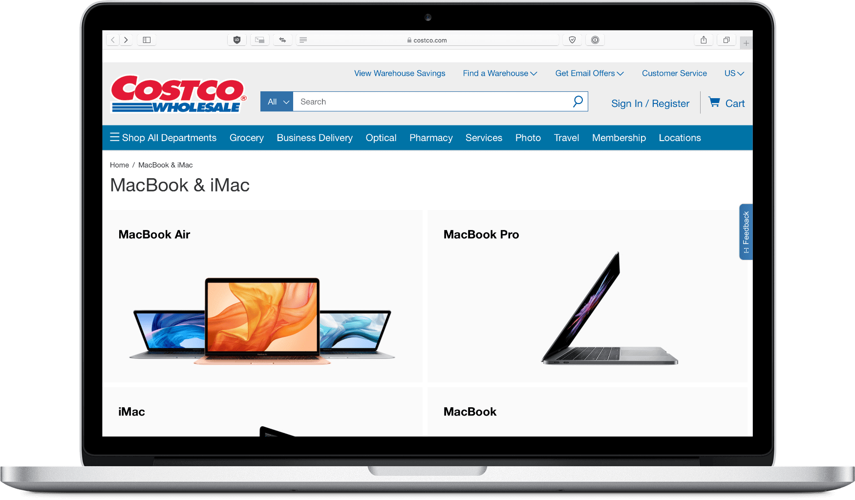 image of costco mac website