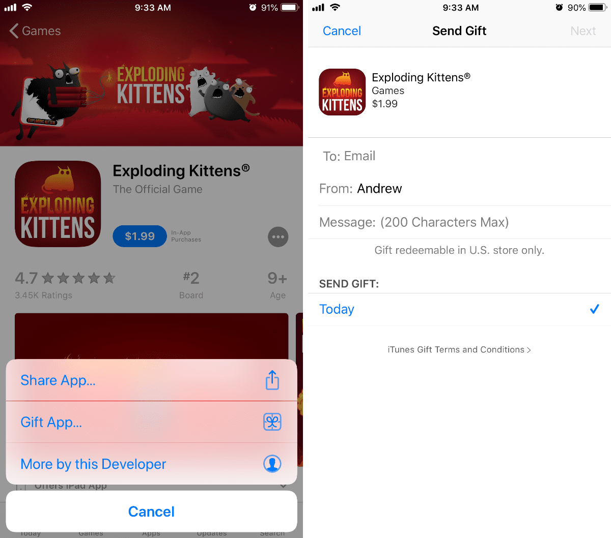 you can now gift In-App Purchases. gifting apps shown here