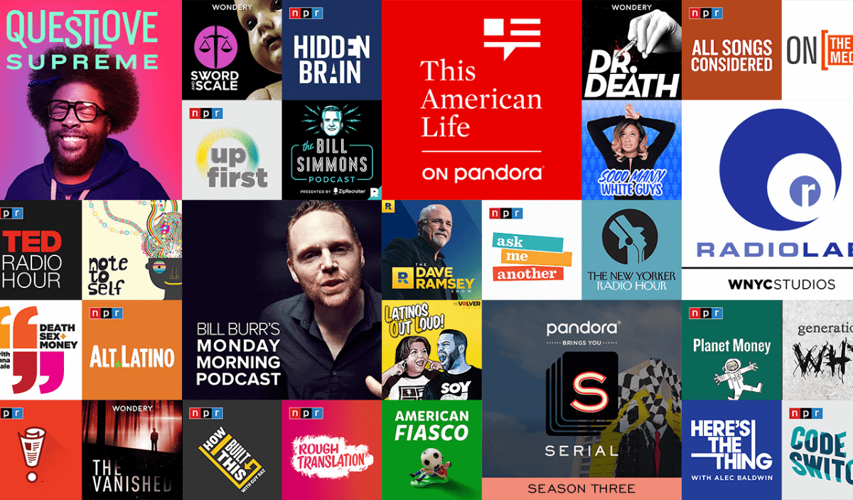 image of podcasts on pandora podcast platform