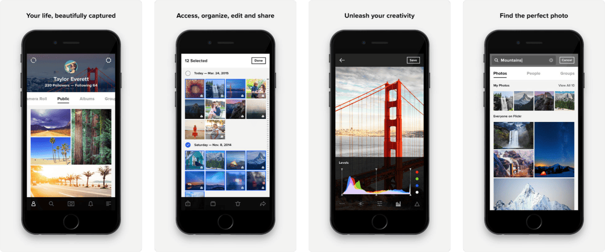 screenshots of flickr app