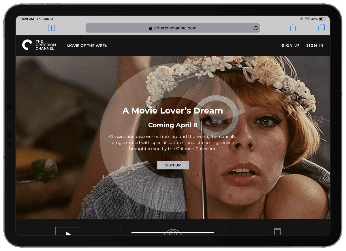The Criterion Collection announced that the Criterion Channel will launch April Criterion Channel Coming to Apple Devices April 8