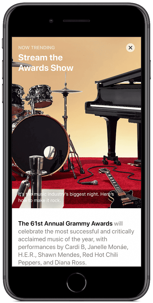 2019 grammy awards app story