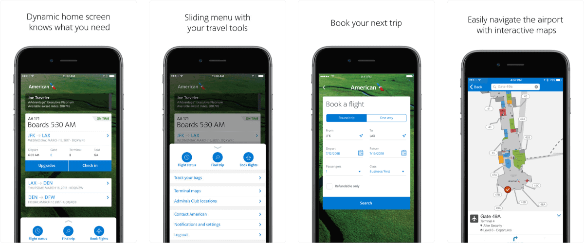 american airlines app screenshots