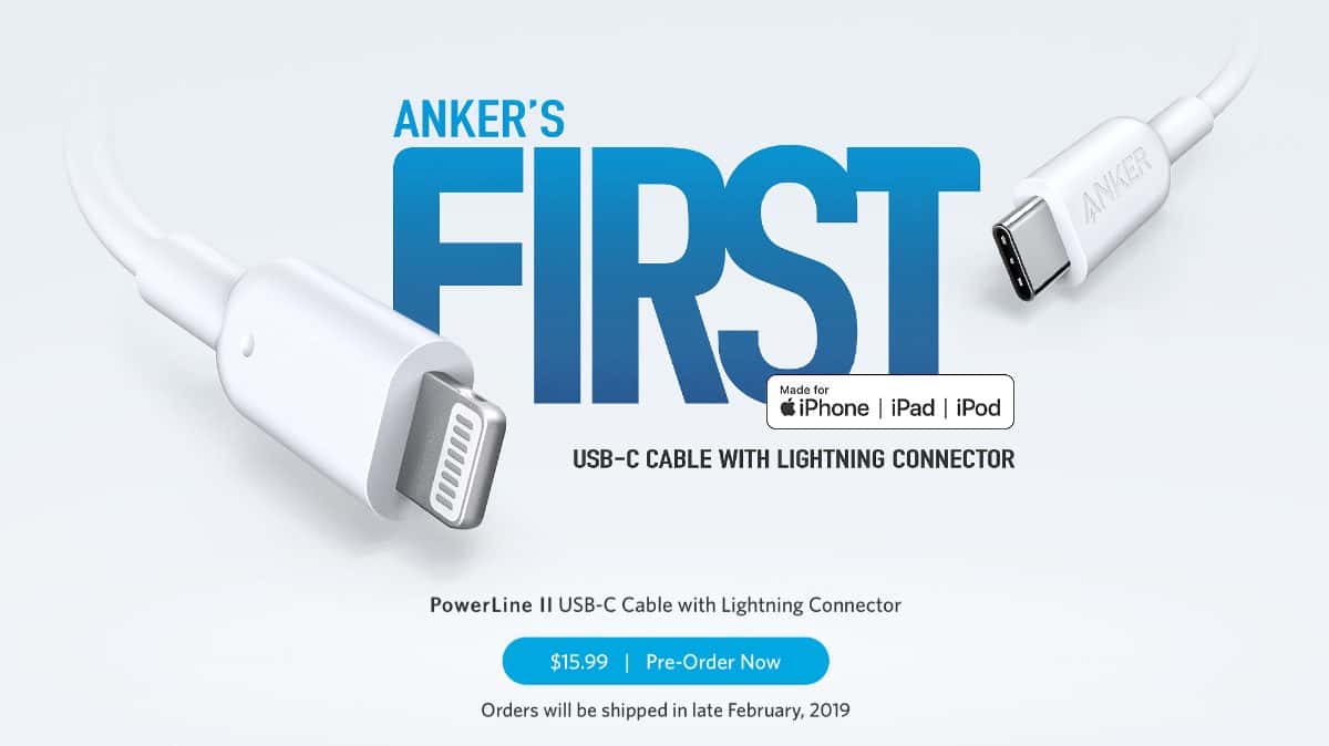 bend lifespan as well as a lifetime warranty Pre-Order Anker MFi Lighting-to-USB-C Cable