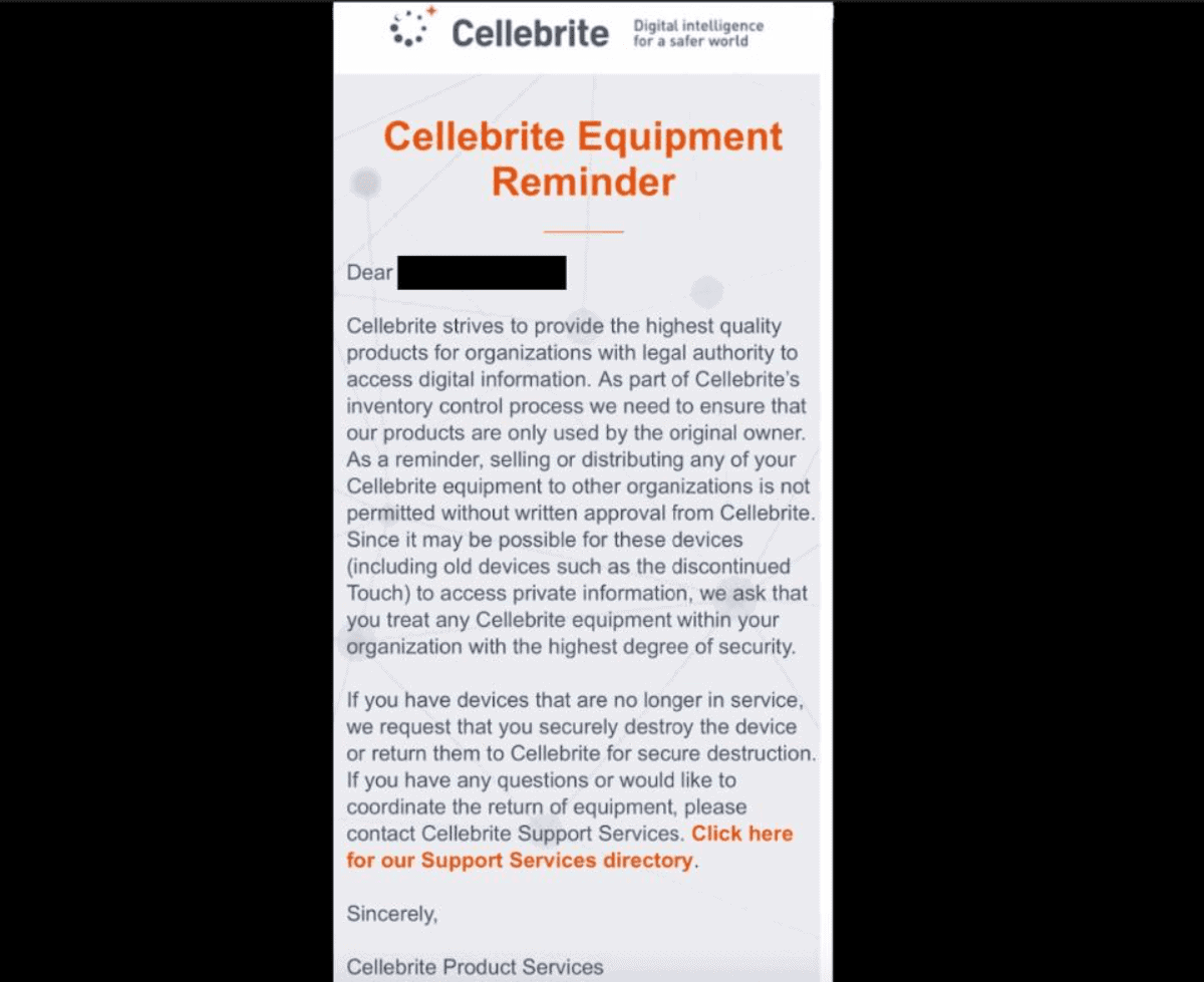 cellebrite letter