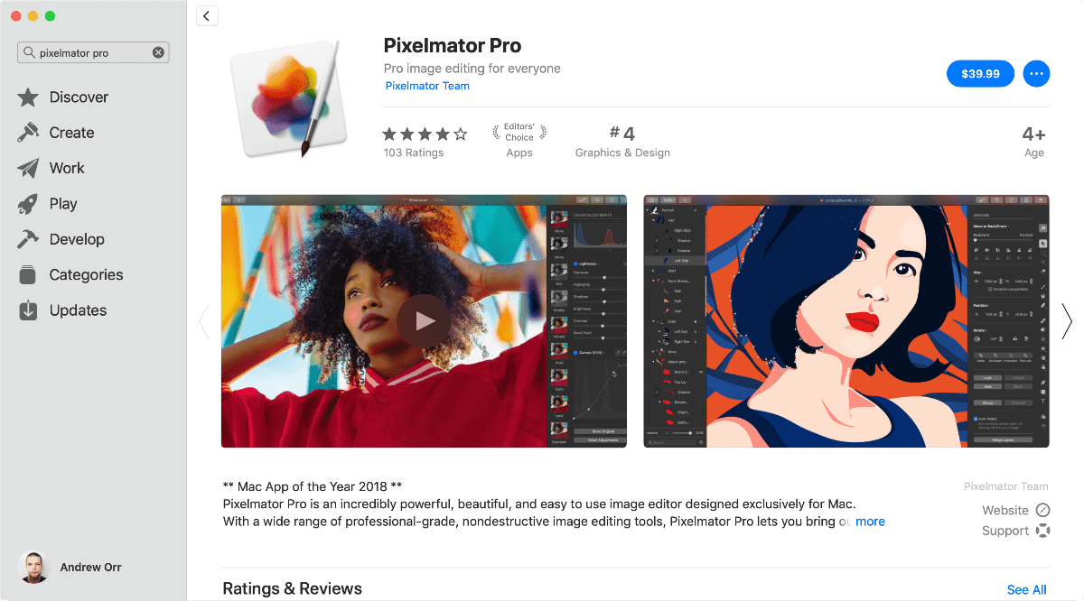 pixelmator pro 1.3.1 in mac app store