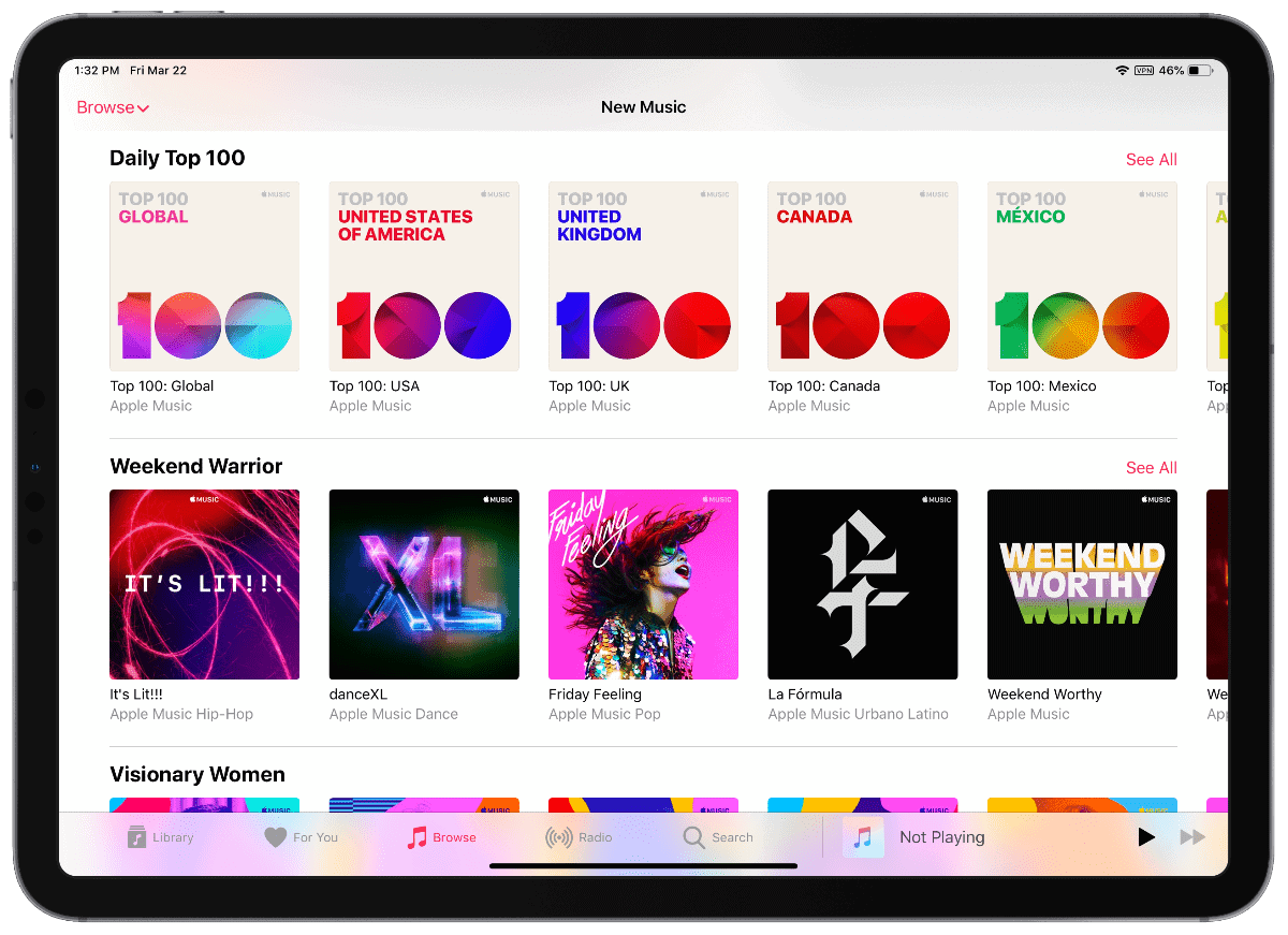 apple music browse redesign screenshot