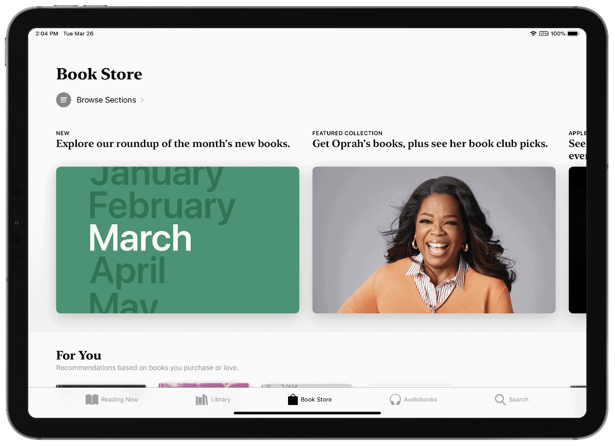 screenshot of apple book store