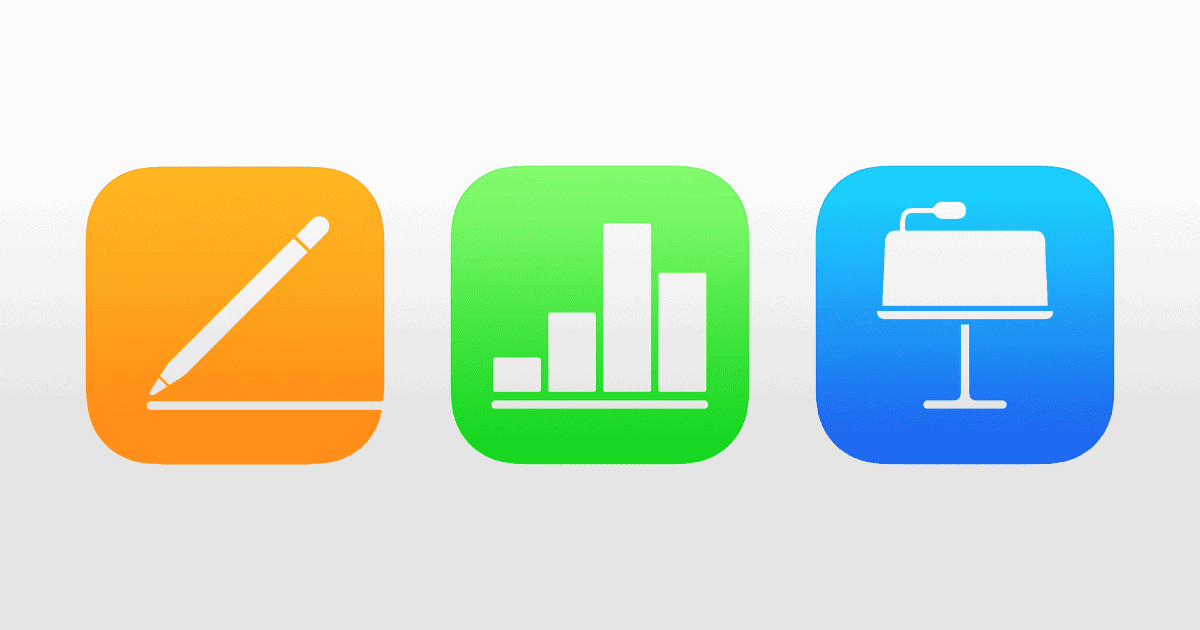 iwork suite. icons of pages, numbers, keynote