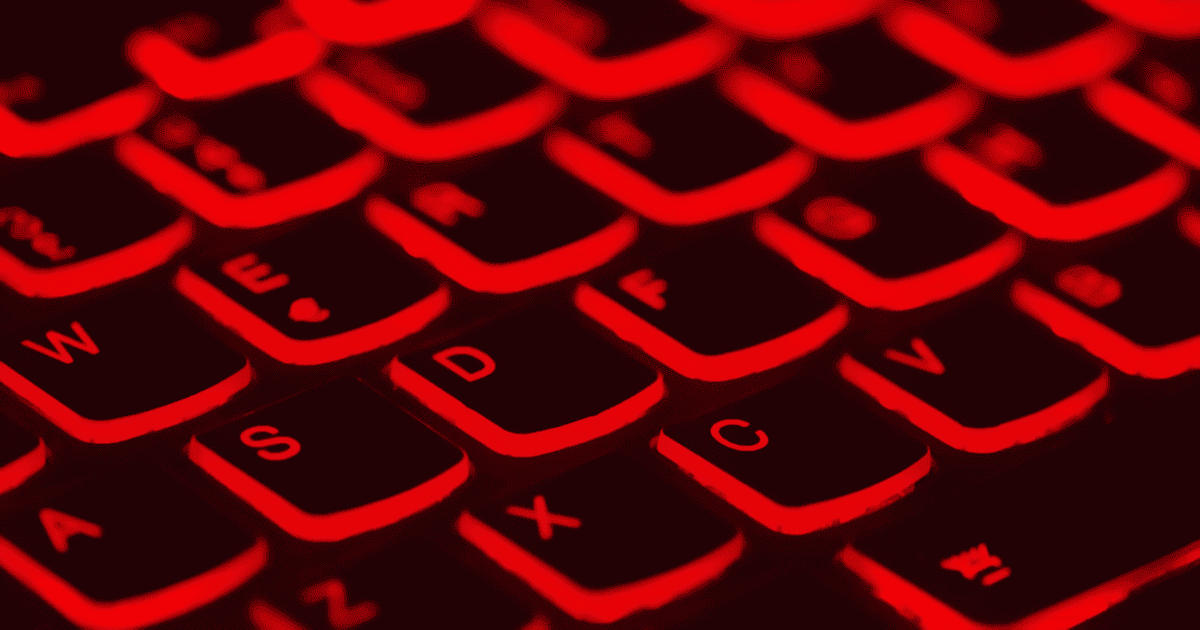 red-lit keyboard