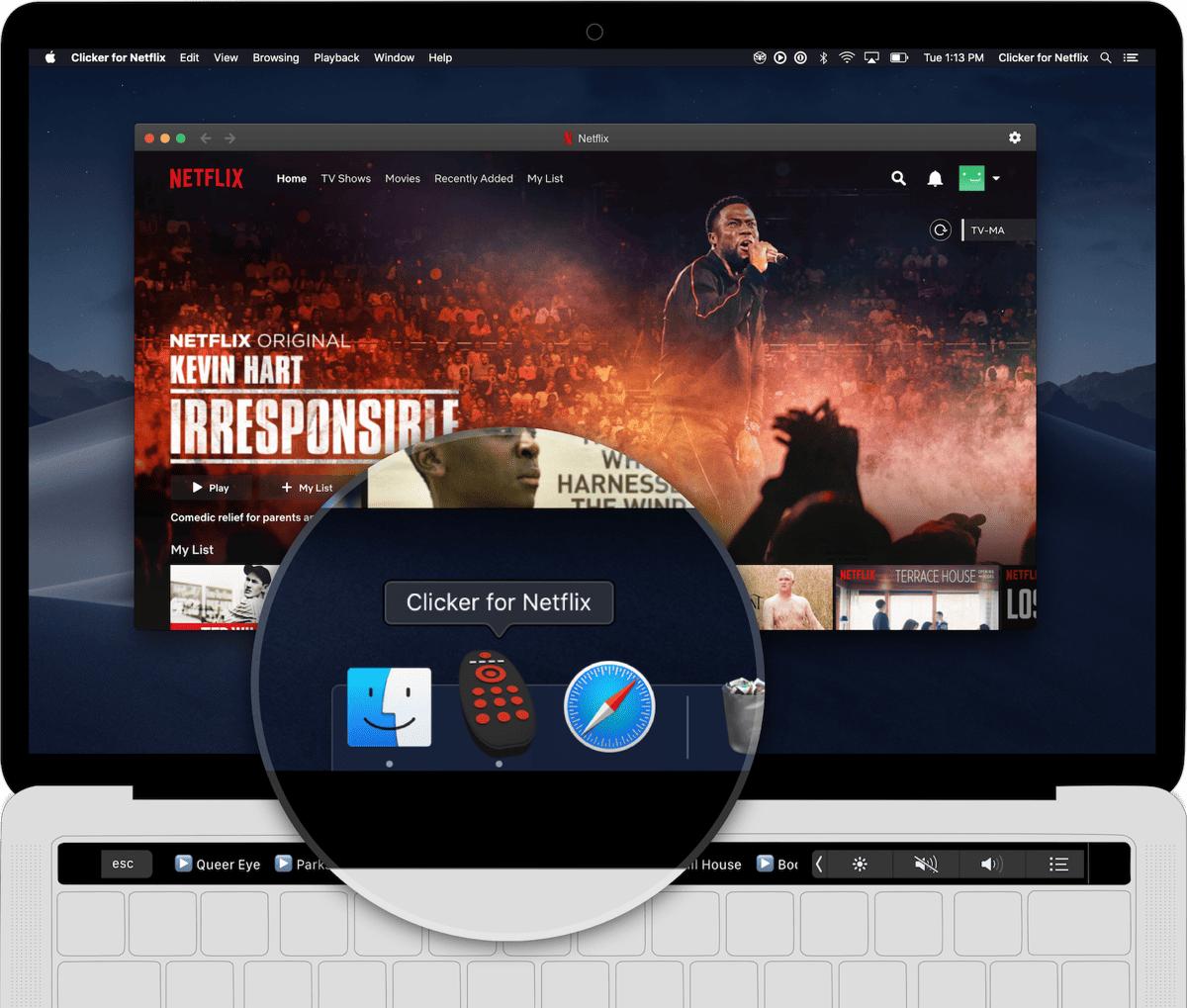 Clicker for Netflix Puts Netflix Controls on the Touch Bar