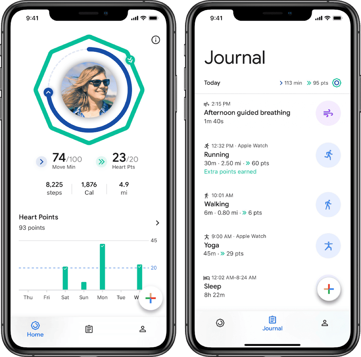 Screenshots of google fit iOS app