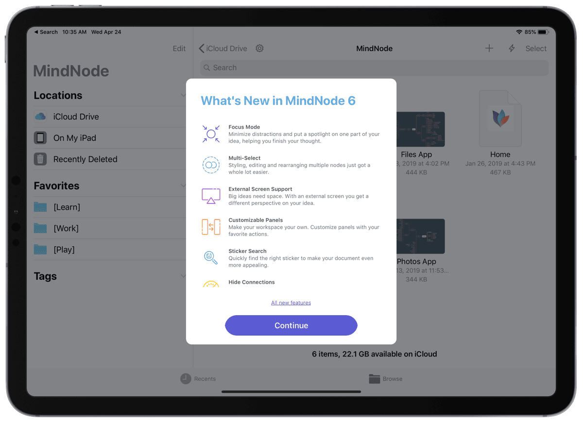 Screenshot of mindnode in our list of productivity apps