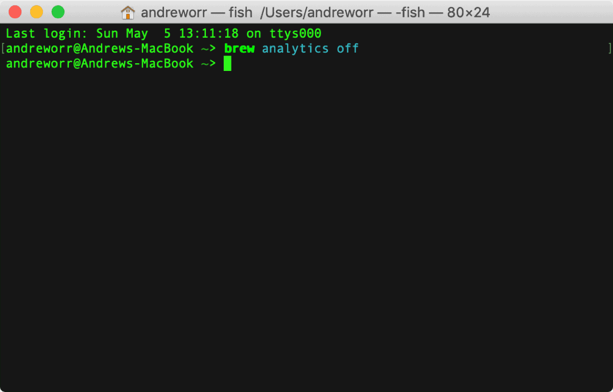 Disable Homebrew analytics in terminal