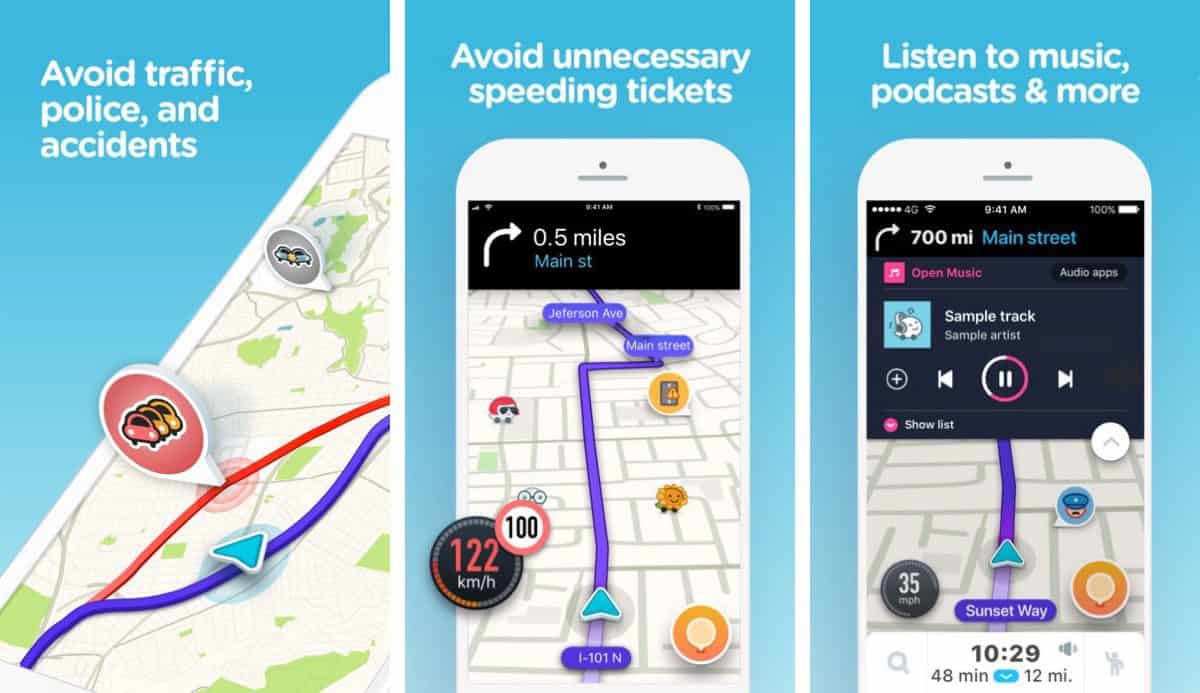 Screenshots of waze for iOS