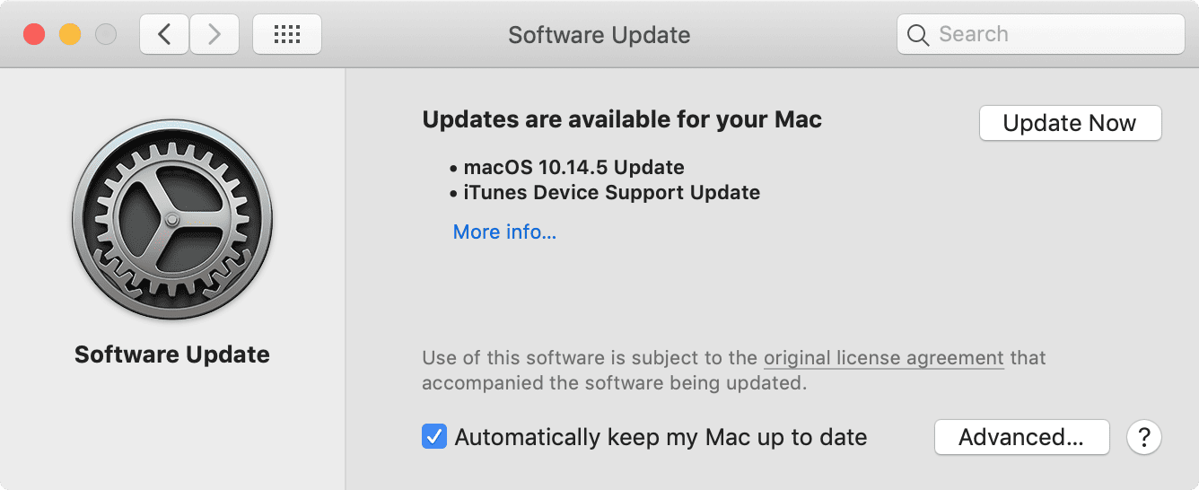 macOS 10.14.5 update settings