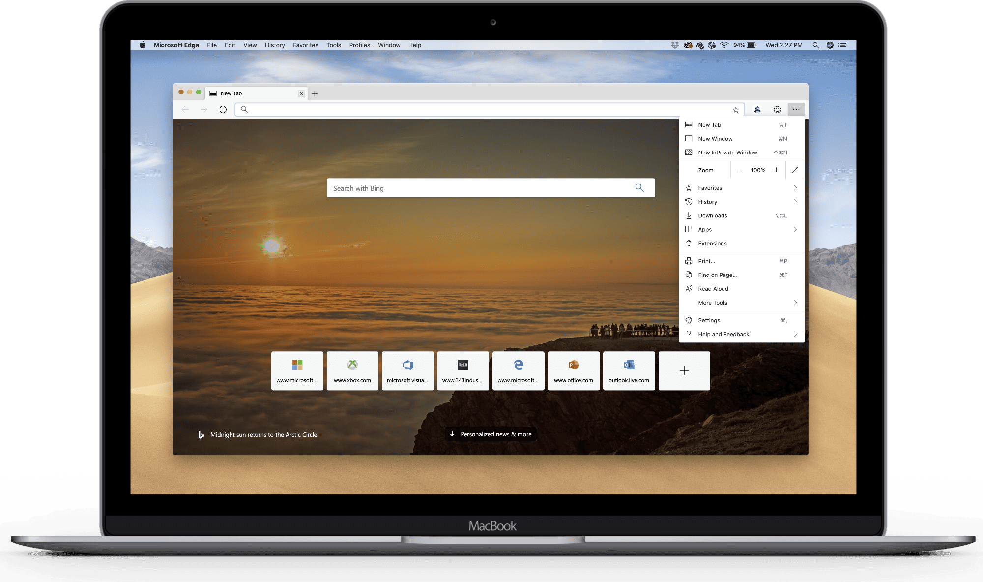 image of microsoft edge preview on macOS