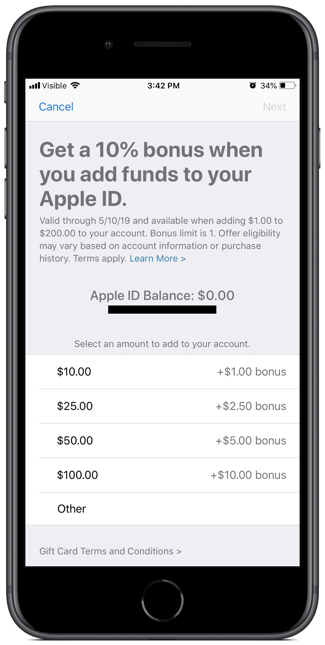 add funds to apple id with credit card