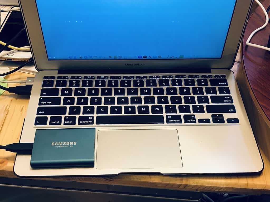 MacBook Air booting up from an external SSD