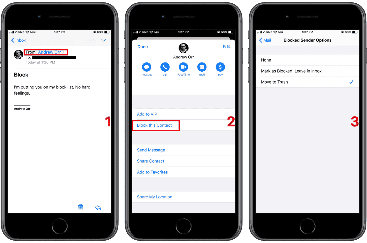 how to block emails in iphone 13