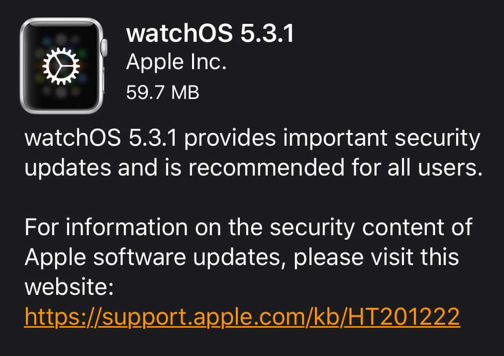 Apple Releases watchOS 5.3.1