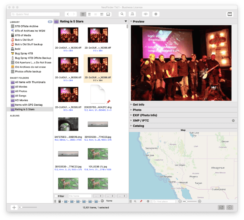 This NeoFinder Smart Folder displays all of my five star images from 11 disks.