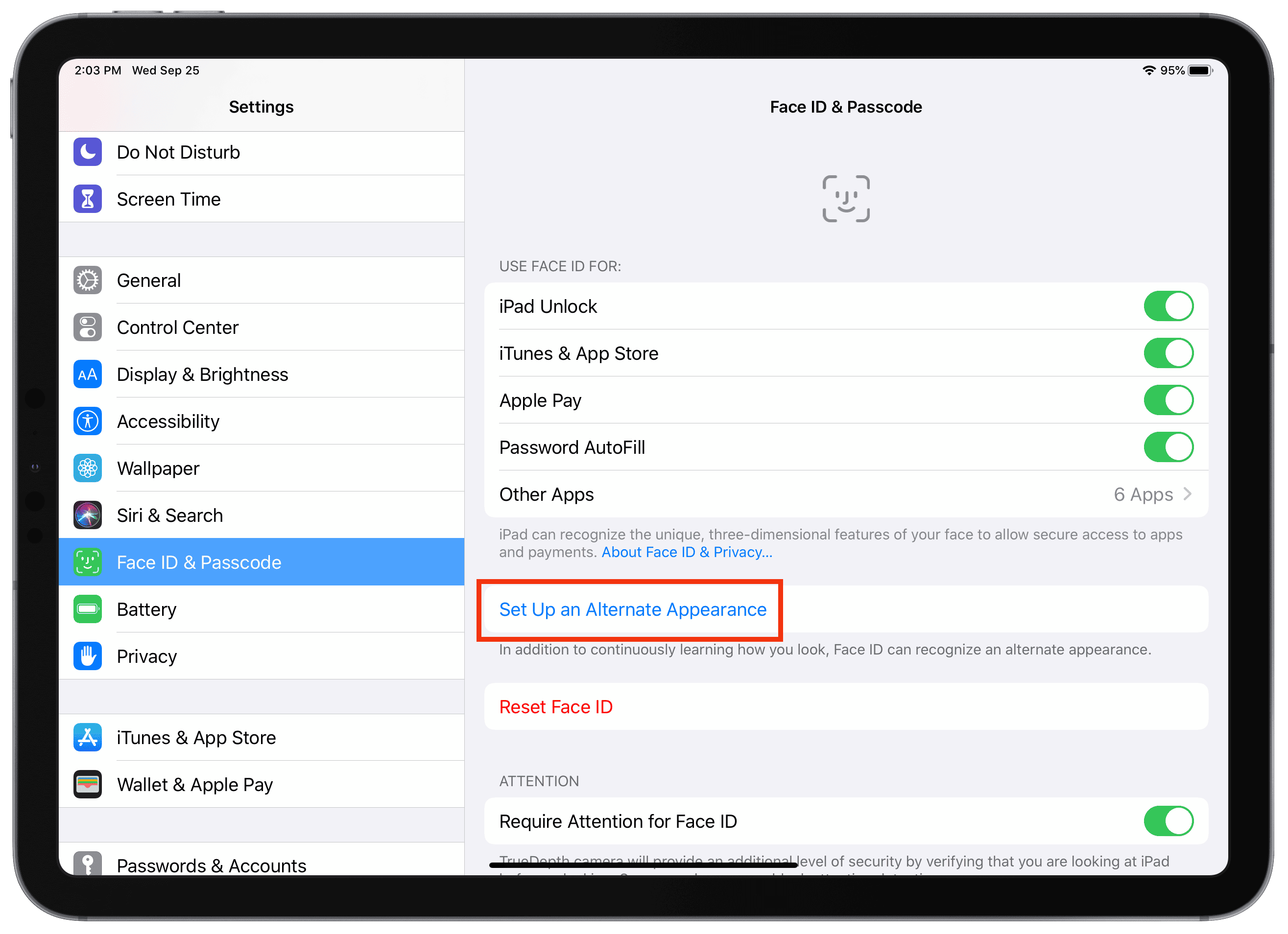 iOS 13 face id alternate appearance