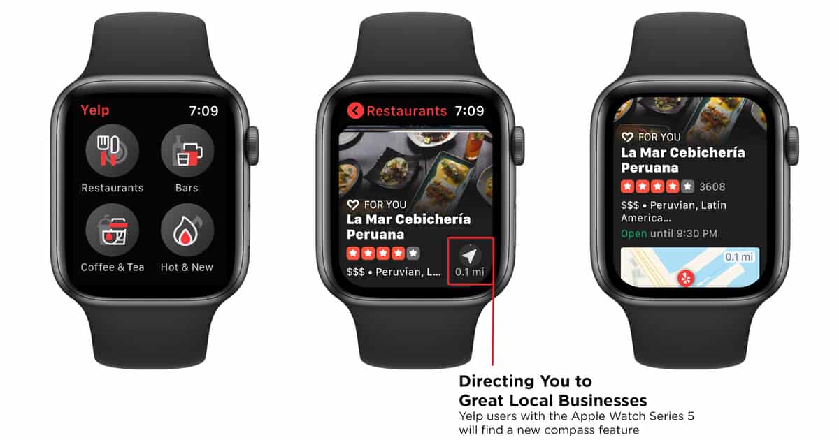 Yelp Introduces New Compass Feature For Apple Watch Series 5