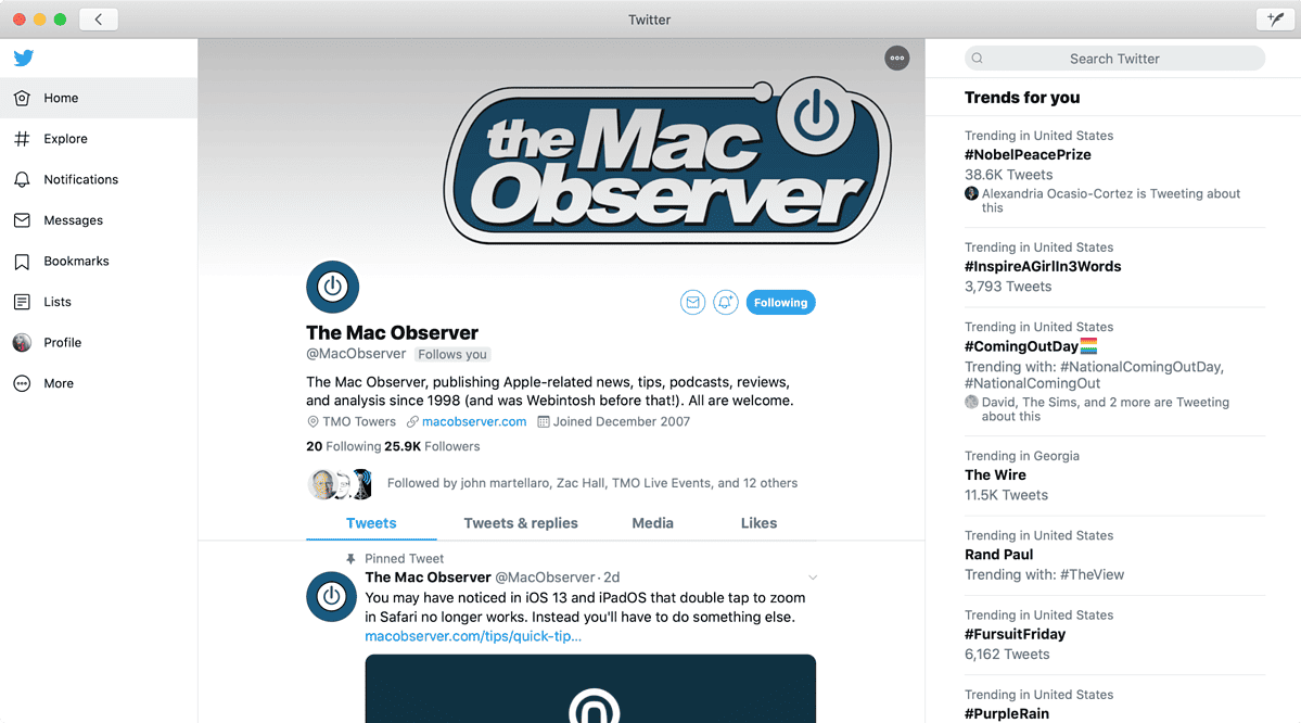 twitter for mac using catalyst