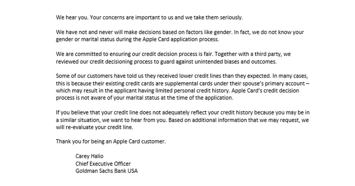 Goldman Sachs Responds to Apple Card 'Sexism' Accusations - The Mac