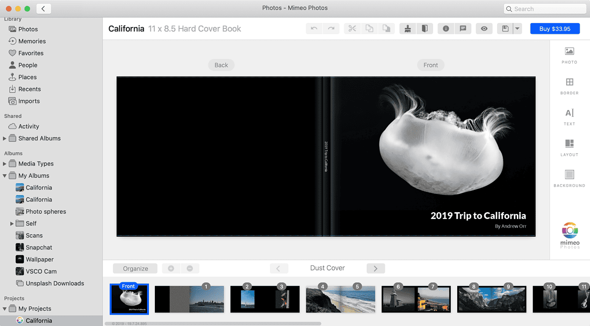 screenshot of mimeo photos for mac photo printing