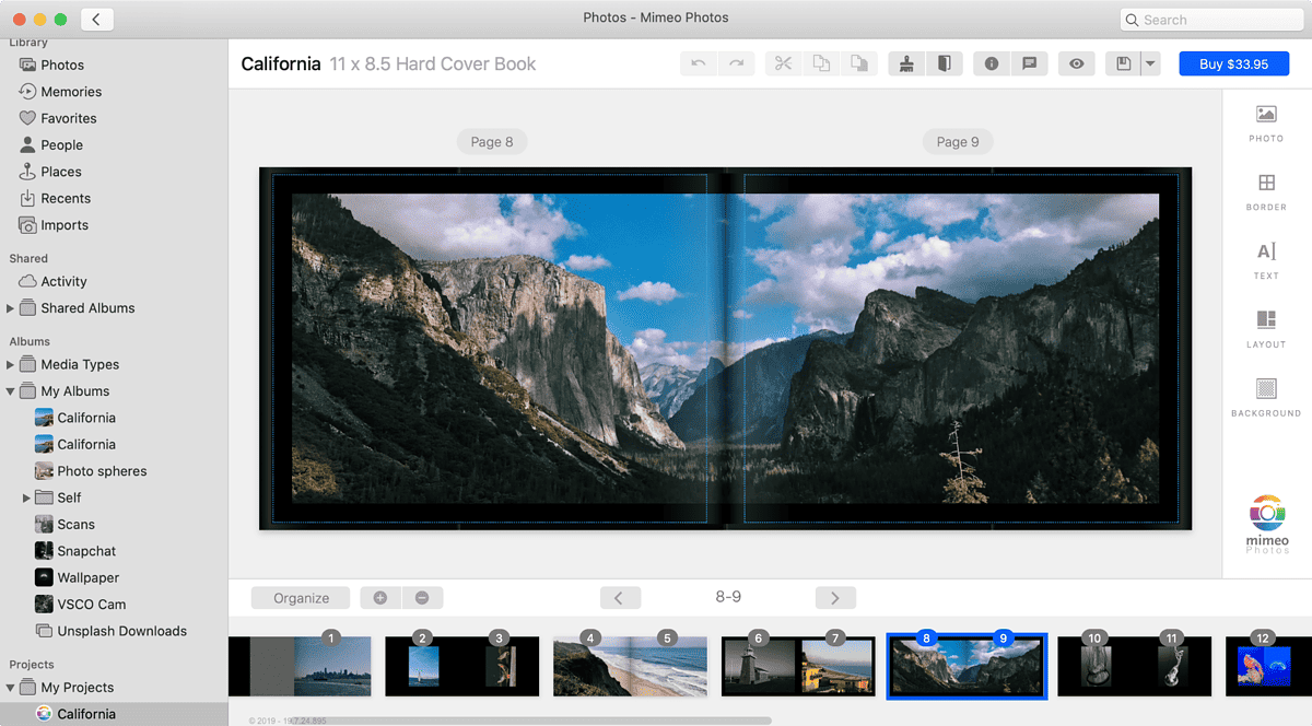 screenshot of mimeo photos for mac photo printing