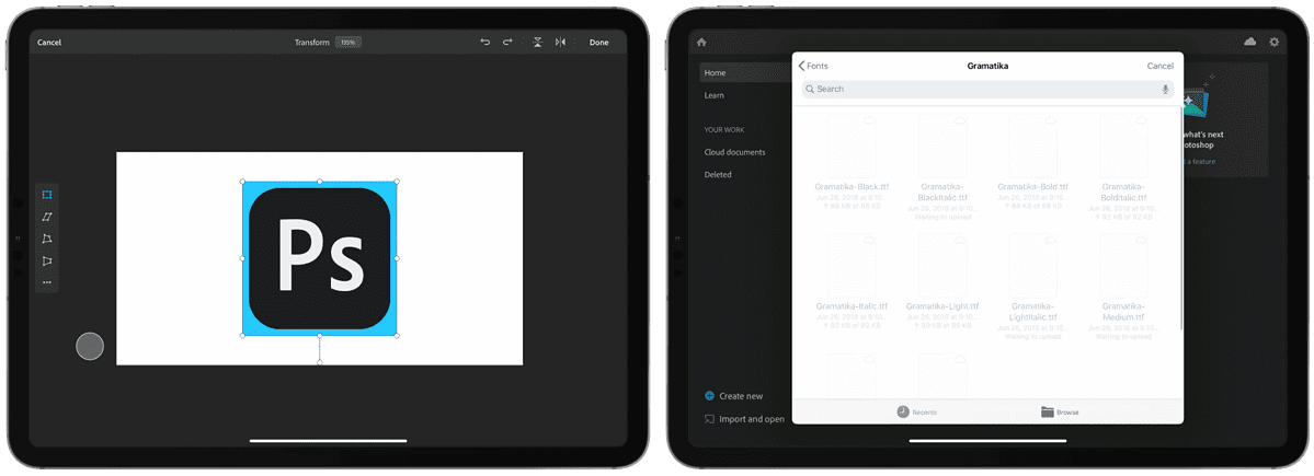 Photoshop for iPad screenshots