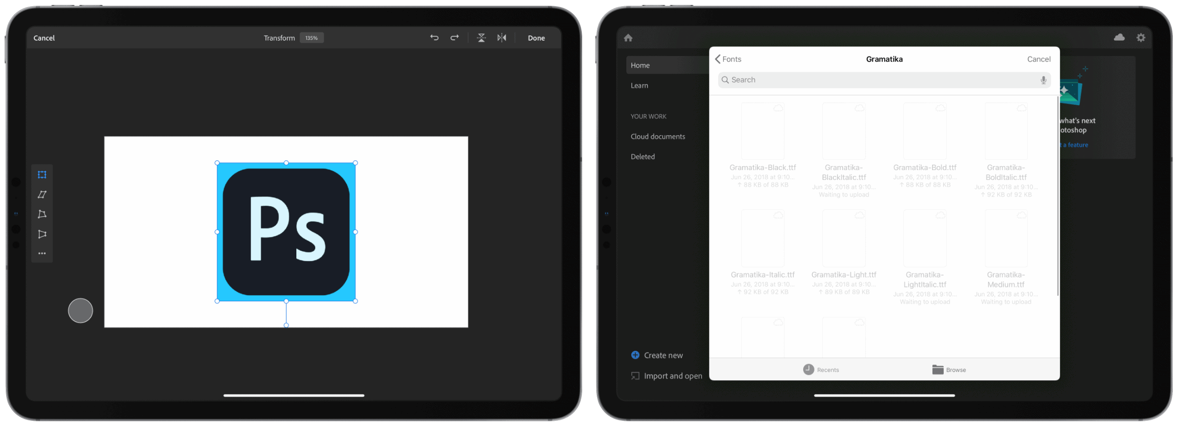 Photoshop on iPad screenshots