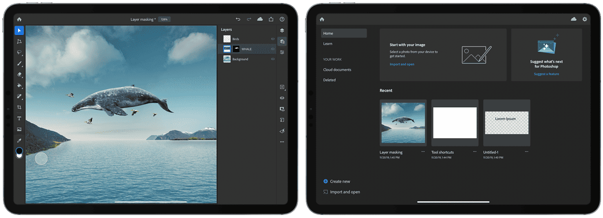 Photoshop for iPad screenshots