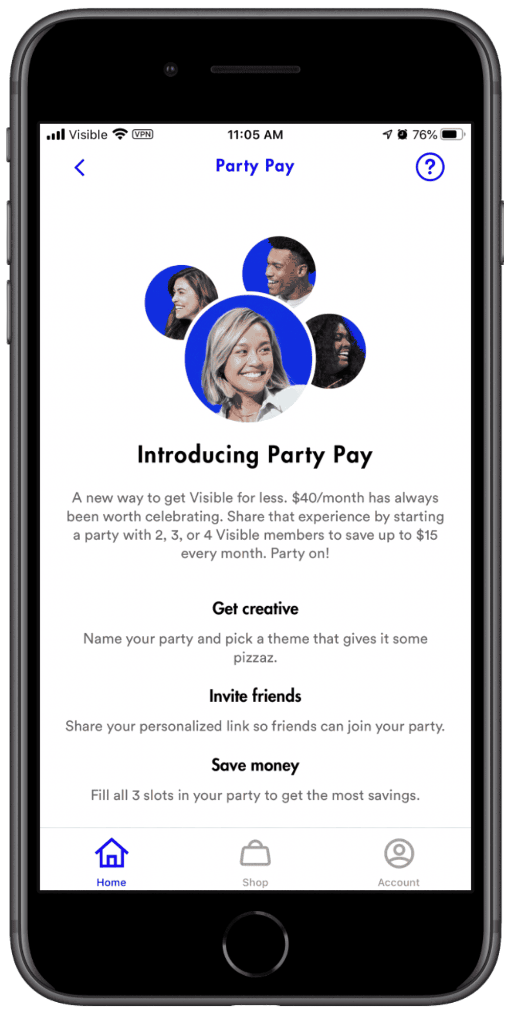 screenshot of visible party pay