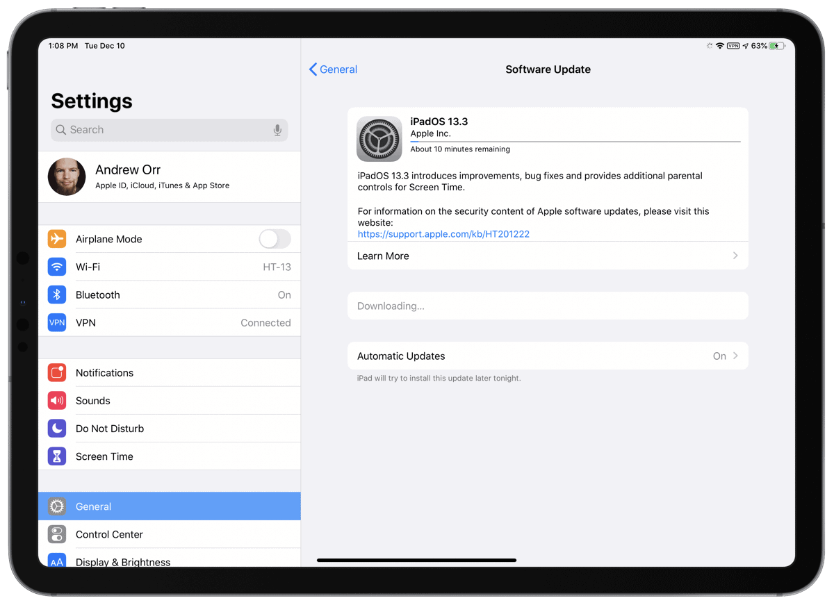 iOS 13.3 screenshot