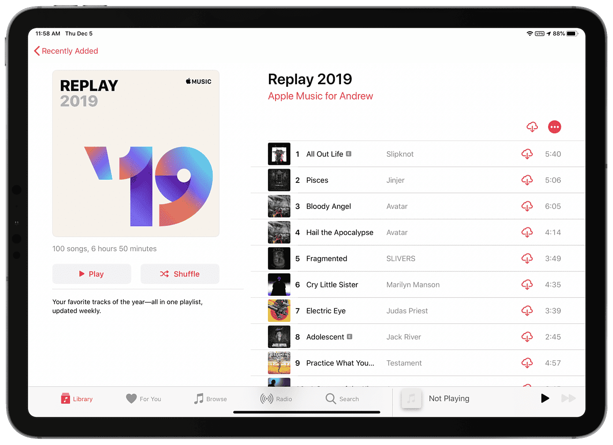 2019 apple music replay screenshot