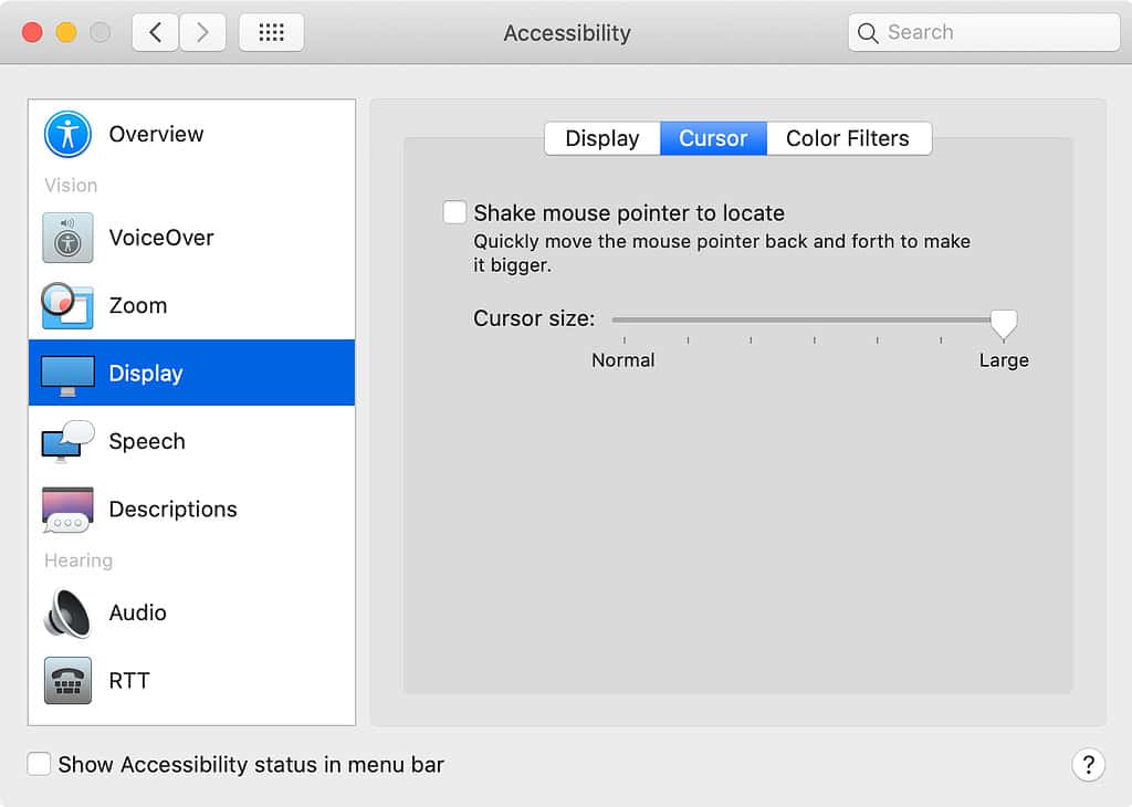 macOS Catalina: How to Make the Cursor Bigger