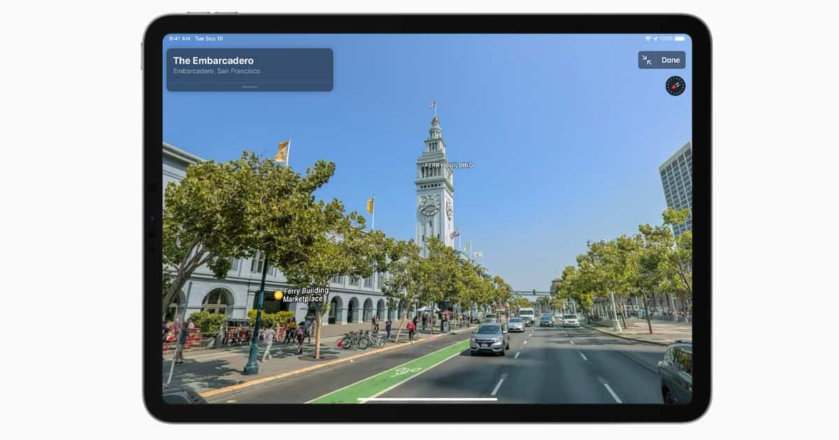 Image of The Embarcadero in San Francisco, shown in Apple Maps.