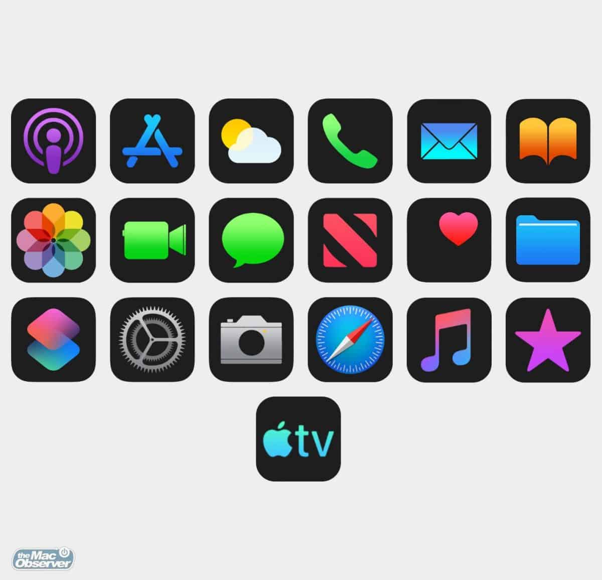 Dark mode icons mockup