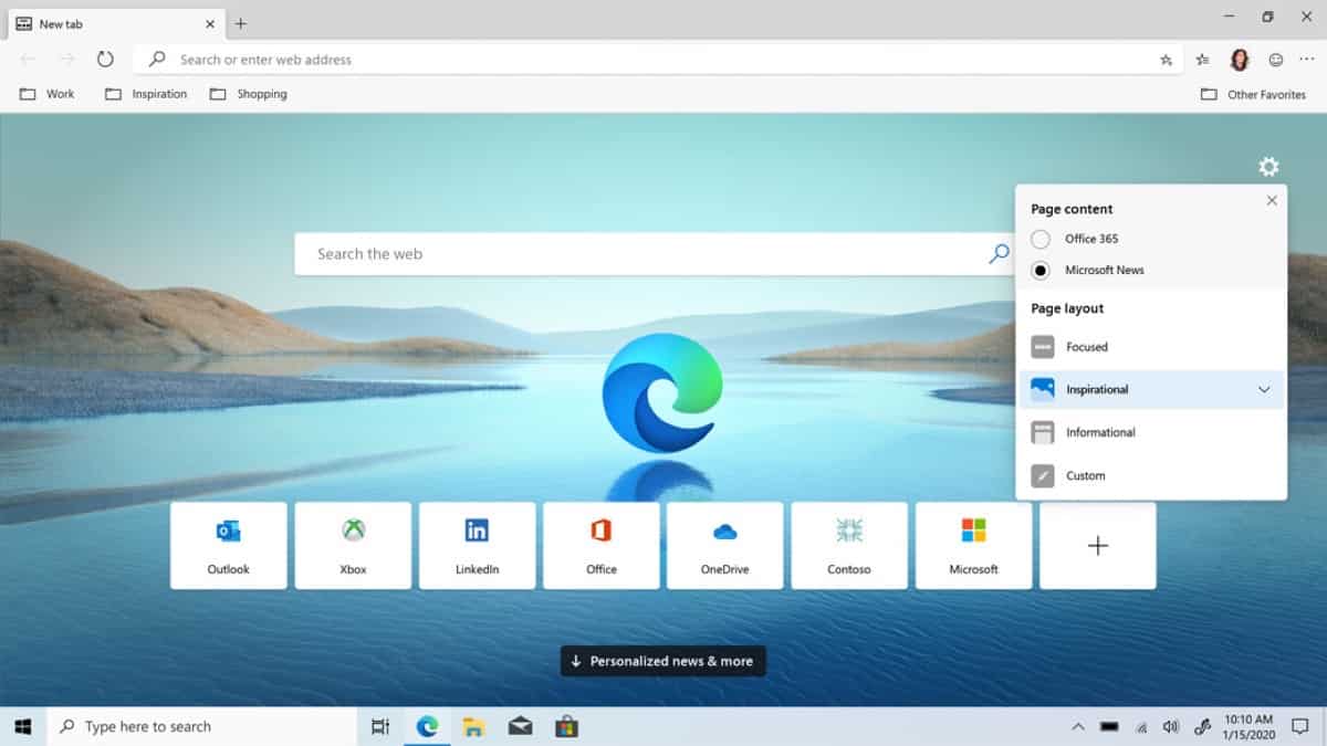 Screenshot of Microsoft edge chromium browser