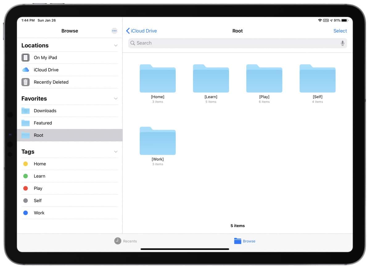 screenshot of personal information management in files