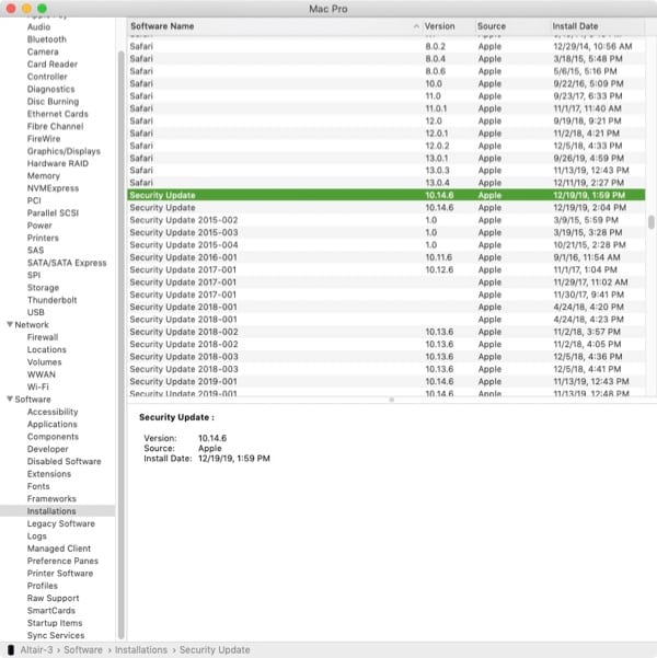 Previous macOS security updates